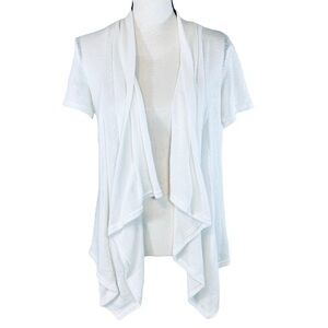 Willi Smith Knit Flowy Open Front Cardigan Womens Small White